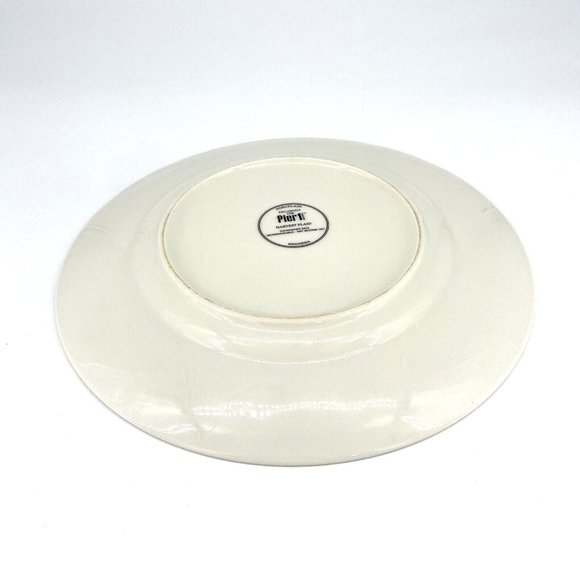 Pier 1 Harvest Plaid Dinner Plate Brown Orange Green Gold White Center 10.5" - Picture 4 of 5